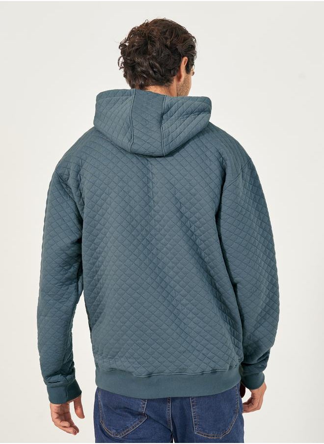 Styli - Diamond Quilted Relaxed Hoodie with Kangaroo Pocket - Image 1