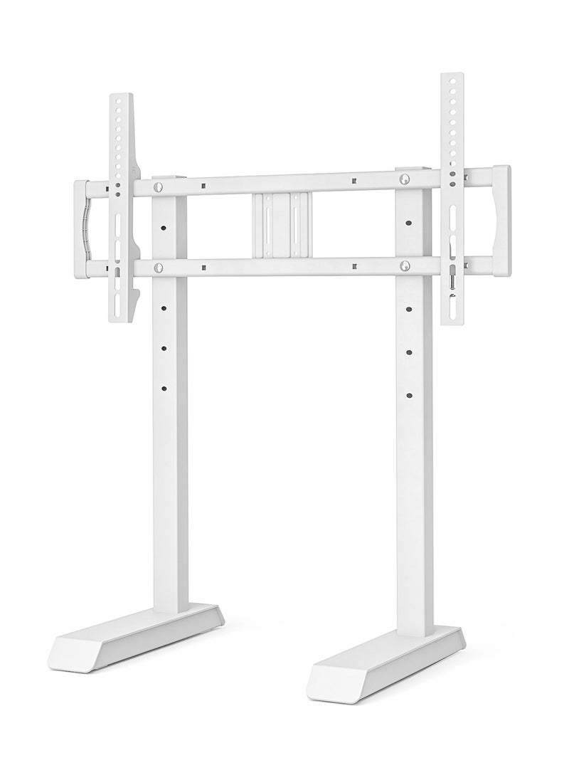 Tabletop TV Stand Steel TV Legs for 55 to 90 Inch Flat or Curved Screen TVs, Height Adjustable TV Stand Base, Center TV Stand Hold Up to 150lbs, Max VESA 800 x 400mm, White
