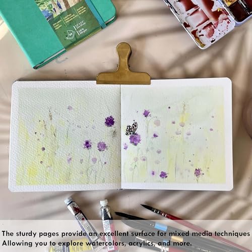 tumuarta Square Watercolor Journal, 5.5x5.5”, 140 LB, 300 GSM, Cotton Paper, Cold Press, 24 Sheets, 48 Pages, Watercolor Paper Notebooks for Use As Travel Sketchbooks Mixed Media Pad On The Go… - Image 4