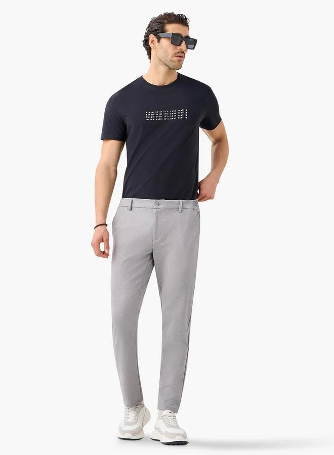 Iconic Iconic Printed T-shirt with Round Neck and Short Sleeves