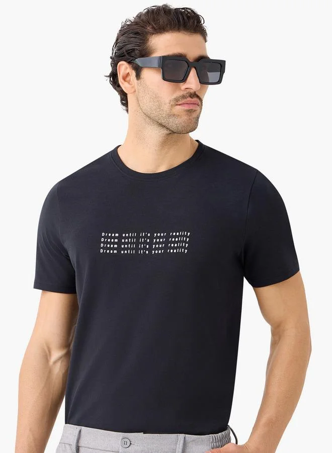 Iconic Printed T-shirt with Round Neck and Short Sleeves