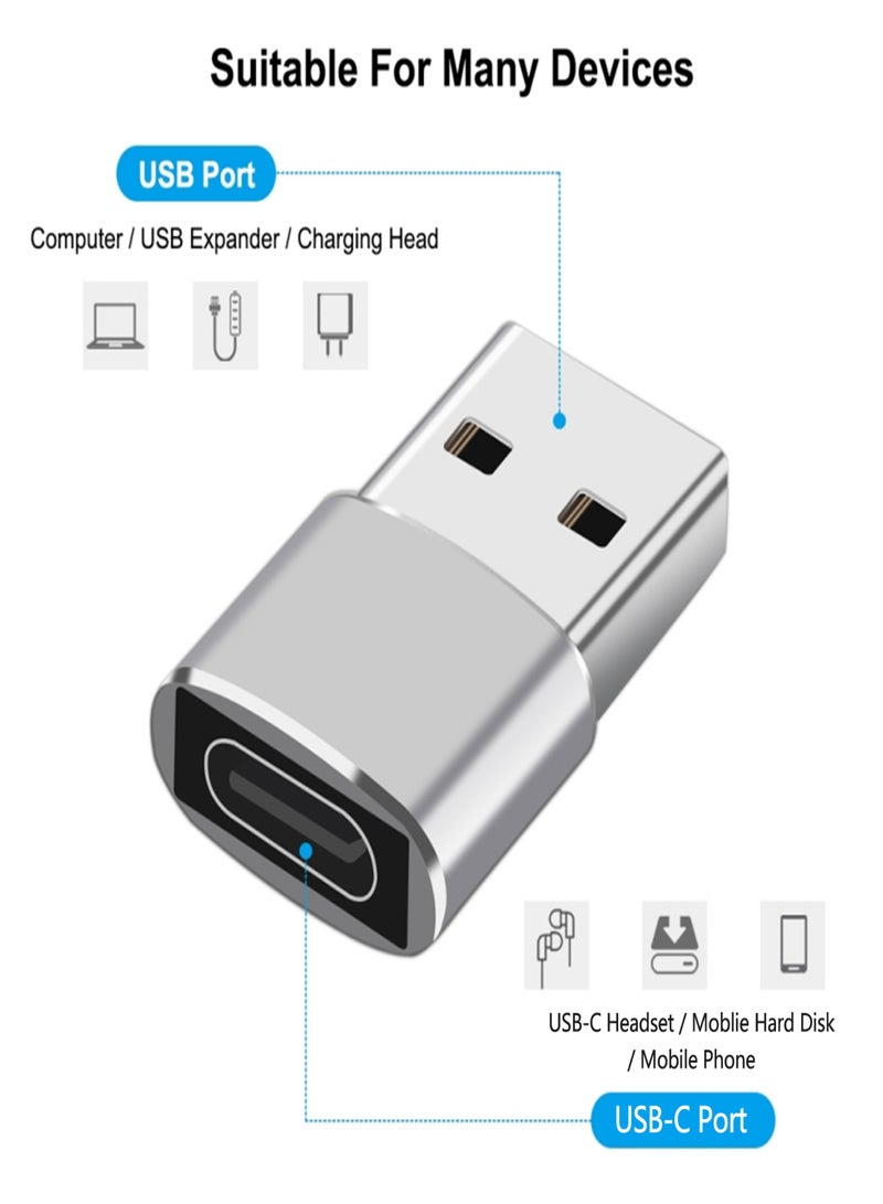USB-C Female to USB 2.0 Male Aluminum Alloy Adapter Support Energy Data Transfer Compatible with Multiple Devices  - Image 2