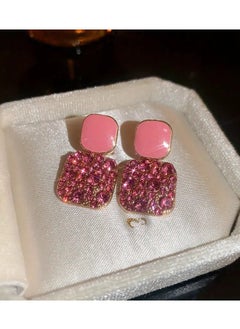 Goolsky Square Shape Full Shiny Rhinestone Decor Dangle Earrings Luxury Elegant Style Alloy Jewelry Banquet Party Ear Ornaments  - Image 3