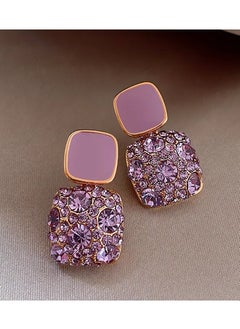 Goolsky Square Shape Full Shiny Rhinestone Decor Dangle Earrings Luxury Elegant Style Alloy Jewelry Banquet Party Ear Ornaments  - Image 5