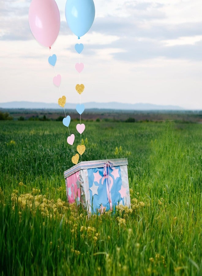 Blopee Boy or Girl Gender Reveal Decorations 6PC Pink Blue Balloon Tails with Heart Streamer Garland for Baby Shower Decorations - Image 3