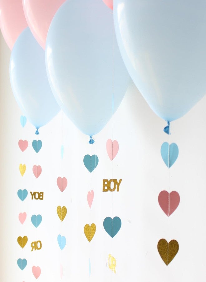 Blopee Boy or Girl Gender Reveal Decorations 6PC Pink Blue Balloon Tails with Heart Streamer Garland for Baby Shower Decorations - Image 4