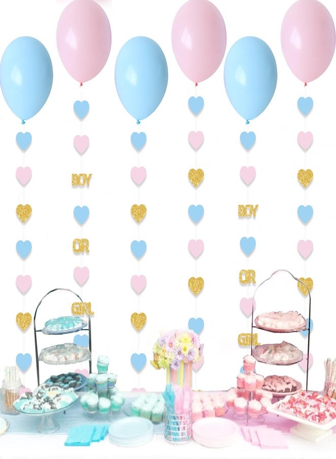 Blopee Boy or Girl Gender Reveal Decorations 6PC Pink Blue Balloon Tails with Heart Streamer Garland for Baby Shower Decorations - Image 2
