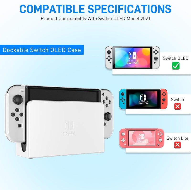 GLDRAM Black Carrying Case for Nintendo Switch OLED Model, 11 in 1 Accessories Bundle with Portable Switch OLED Travel Case, Clear Protective Skin Shell, 2 Mini Game Card Case & 6 Thumb Caps - Image 5