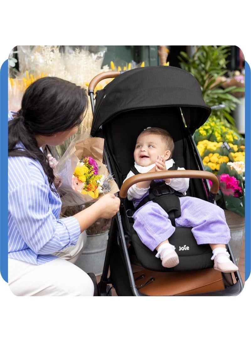 joie Pact Pro Baby Stroller, 3-in-1 Lightweight Stroller with Reclining Seat and 5-Point Belt, from Newborn to 22kg, Compact Travel Stroller with UPF50+ Canopy, Adjustable Leg Rest and Storage Basket - Image 3