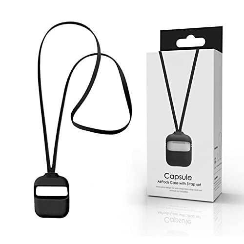 Xtore Capsule AIRPOD CASE Compatible with Gen 1 and 2 with Neck Strap Set - Black - Image 1
