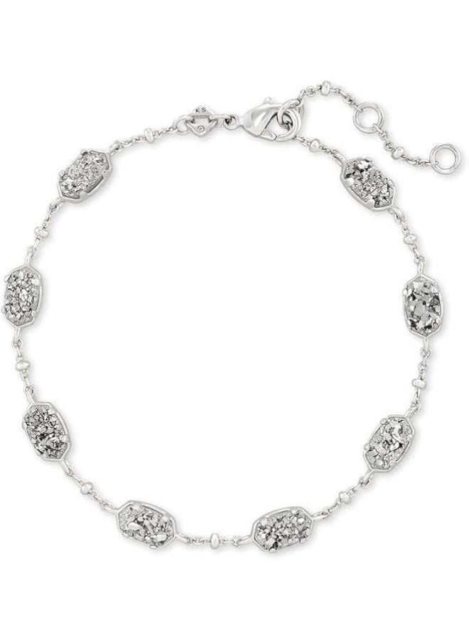 Kendra Scott 14K White Gold Plated Dainty Link Bracelet for Women, Adjustable Platinum Drusy Octagonal Chain Bracelet, Minimalist Stackable Jewelry Gift for Birthday Anniversary - Image 1