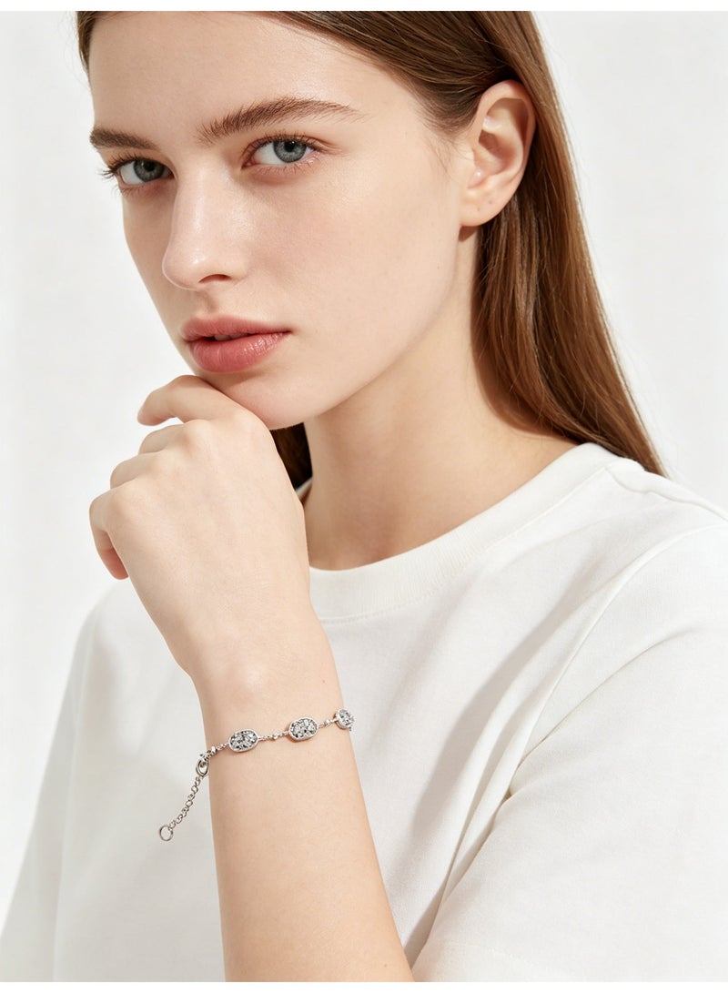 Kendra Scott 14K White Gold Plated Dainty Link Bracelet for Women, Adjustable Platinum Drusy Octagonal Chain Bracelet, Minimalist Stackable Jewelry Gift for Birthday Anniversary - Image 5