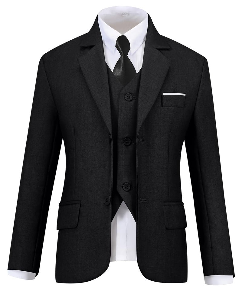 Visaccy Kids Suits for Boy Toddler Wedding Outfit Slim Fit Formal Wear Black Boys Suit Size 10 - Image 3