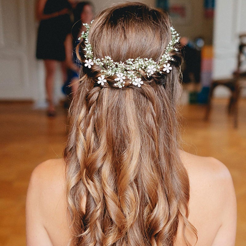 YISSION 20Pcs Mini White Rhinestone Flower Hair Clips, Decorative Wedding Bridal Hair Barrettes and Pins for Girls Women - Image 4