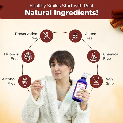 Dale Audrey Natural Oil Pulling for Teeth and Gums Cinnamon Flavored Oral Rinse Mouthwash for Bad Breath Organic Essential Oil for Teeth Whitening Gum Health Cobalt Glass Bottle with Refill Pouch16 FL Oz - Image 5