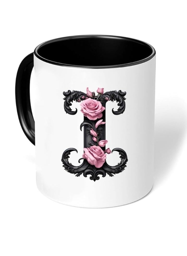 RYN® Ceramic Coffee Mug with Initial Design Printed Gift for Coffee and Tea Lovers 11 Oz  alphabet I - Image 1