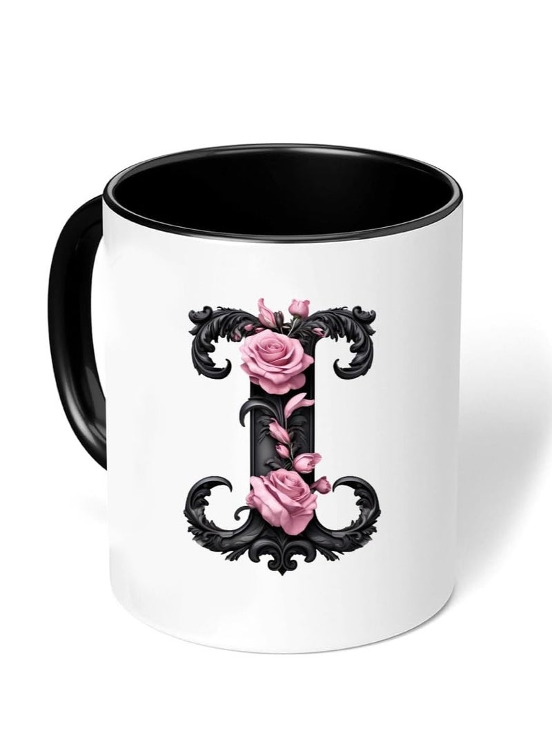 RYN® Ceramic Coffee Mug with Initial Design Printed Gift for Coffee and Tea Lovers 11 Oz  alphabet I - Image 2