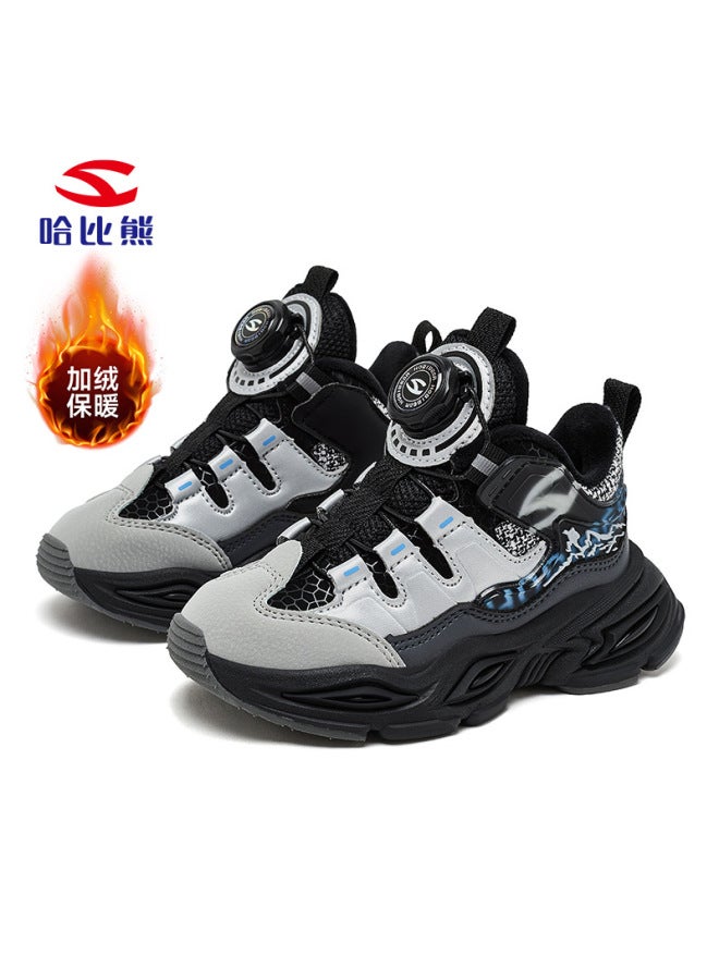 Habib Bear Fleece-lined Cotton Boys Winter Sneaker Warm Outdoor Torre Shoes Light Button Shoes A Generation Of Hair