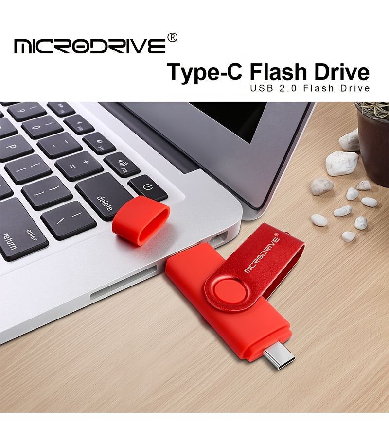 Microdrive 360 Degree Rotating USB Flash Drive Type C 2 0 with Color Buckle for Data Classification High Speed Transfer Between USB and Type C Laptops and Mobile Phones Black 8GB - Image 2