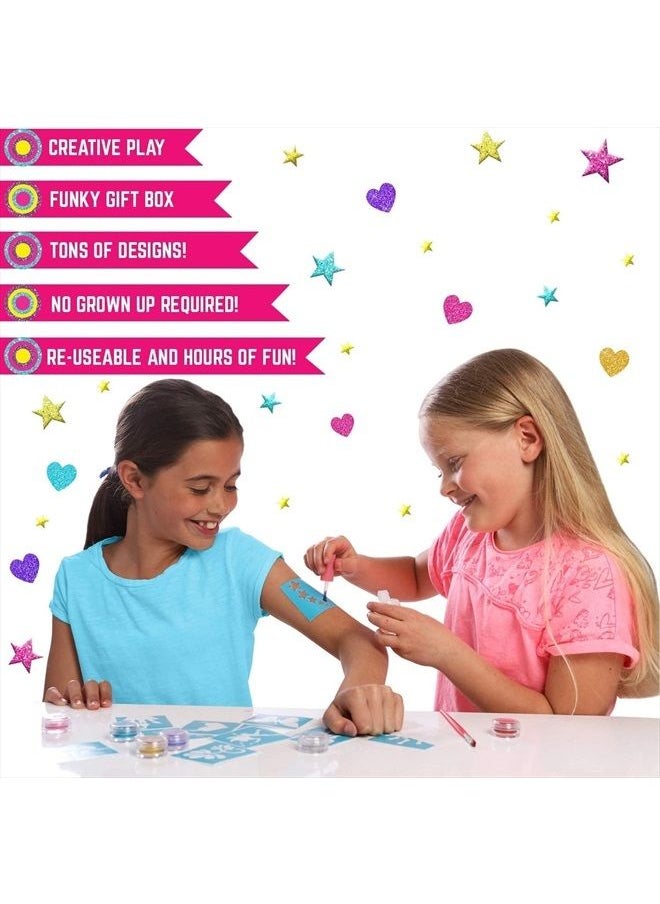 GirlZone Temporary Glitter Tattoos Kit for Girls, 33-Piece Colorful Tattoo Set for Creative Kids, Awesome Girls Toy for Sleepovers & Fun Gift Idea  - Image 4