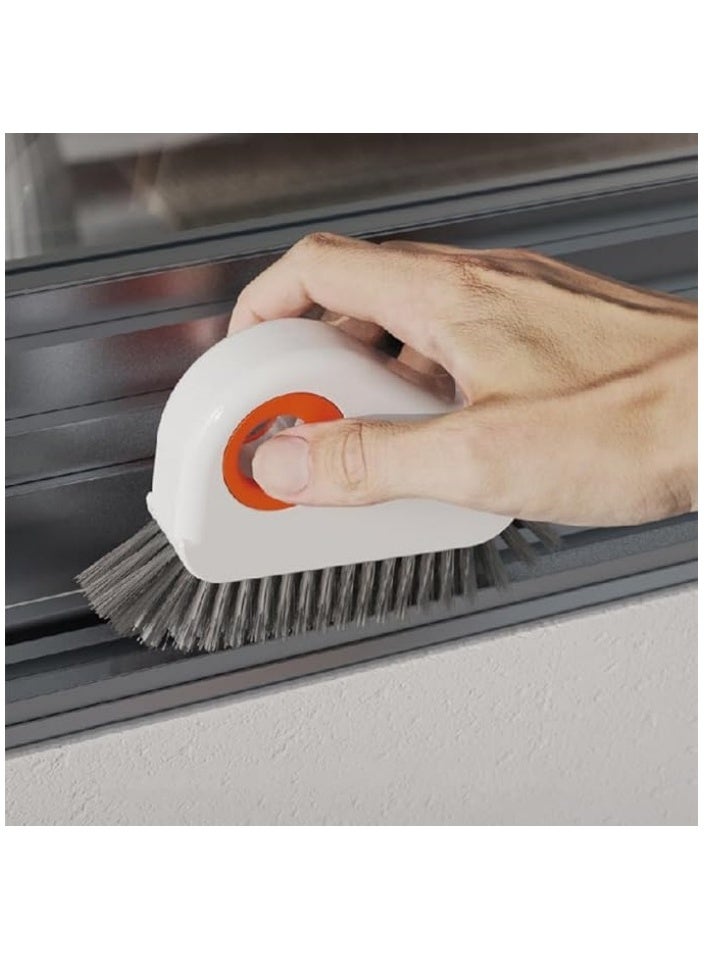 2 in 1 Groove Cleaning Brush Window Track Cleaning Tools, 2024 New Multifunction Hard Bristle Crevice Cleaning Brush with Hidden Scraper, Grout Cleaner Grip Brush for Sliding Door Track(Orange,2PCS)  - Image 3