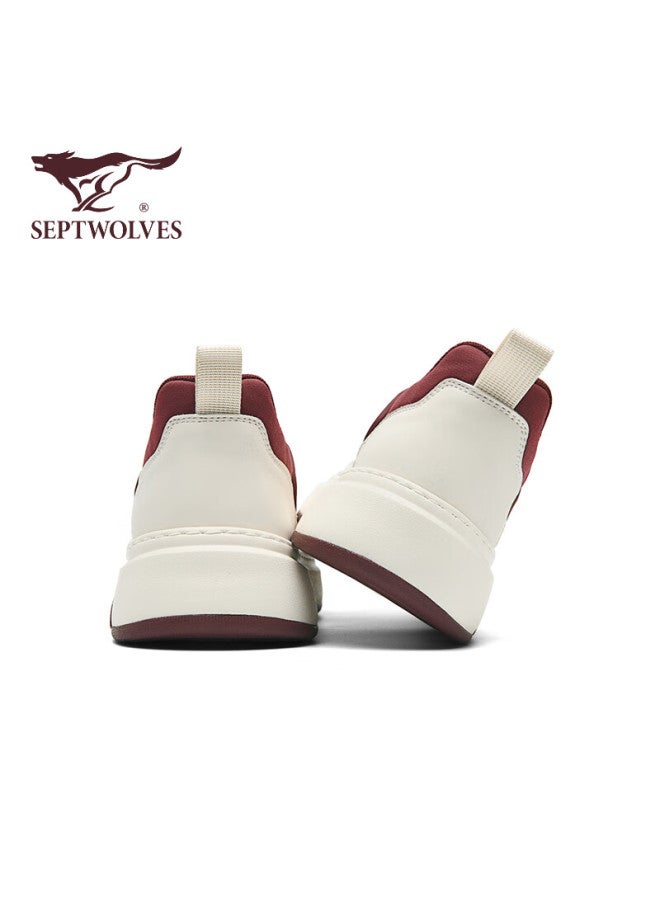 Septwolves Men's Trendy Thick-soled Sneakers, Breathable Casual Shoes, Sports White Shoes W8352379967, Off-white And Red, Size 43 - Image 3