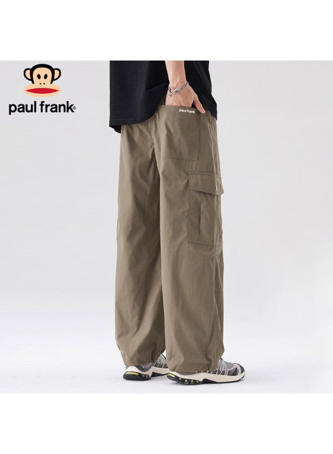 Paul Frank Men's Casual Winter Cargo Pants Loose Wide-leg Trousers Khaki M - Image 4