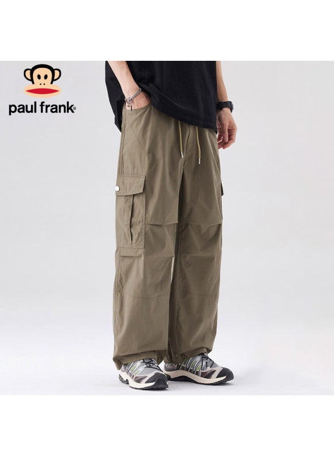 Paul Frank Men's Casual Winter Cargo Pants Loose Wide-leg Trousers Khaki M - Image 3
