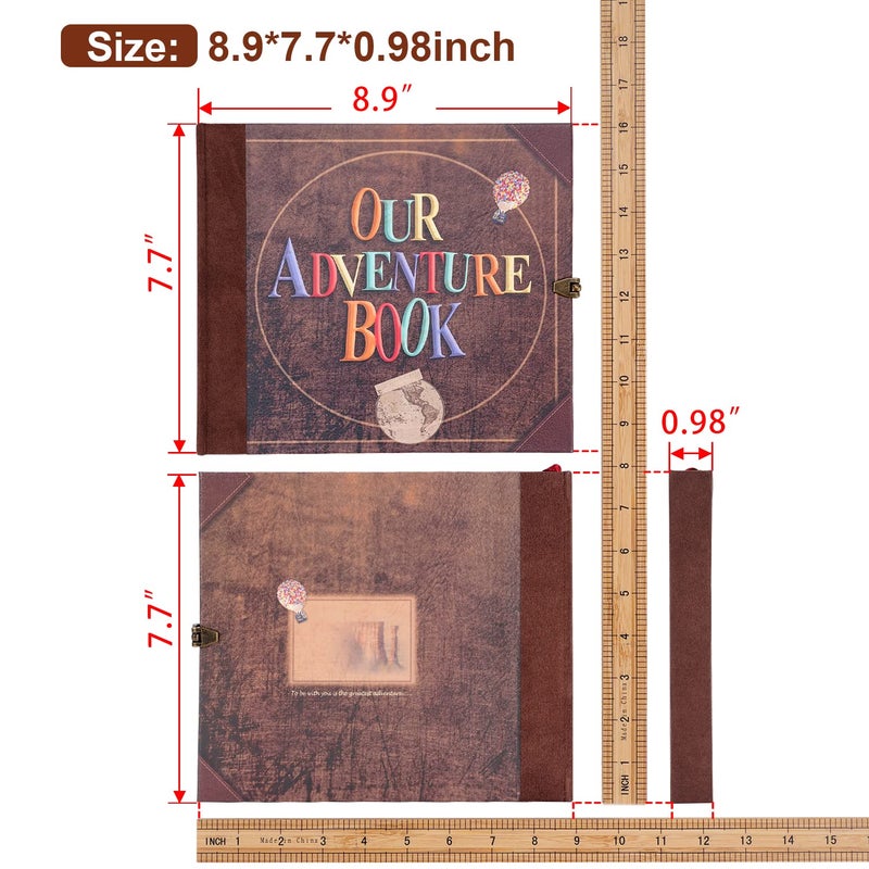 JIMBON Our Adventure Book Scrapbook Photo Album Retro Style Embossed Letter Cover Travel Diary Journal Scrap Book Kit For Couples,Memory Book For Anniversary Wedding - Image 2