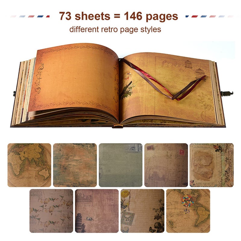 JIMBON Our Adventure Book Scrapbook Photo Album Retro Style Embossed Letter Cover Travel Diary Journal Scrap Book Kit For Couples,Memory Book For Anniversary Wedding - Image 3