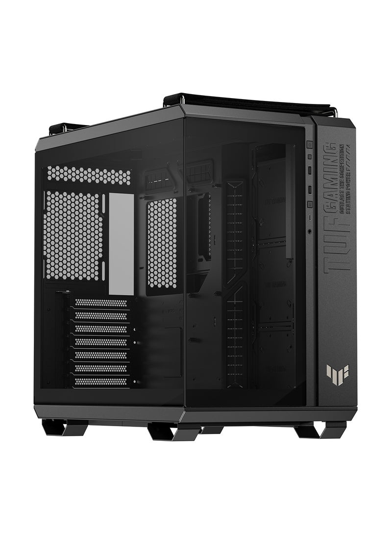 ASUS TUF Gaming GT502 Horizon Mid Tower PC Case – ATX/Micro-ATX/Mini-ITX Compatibility, 4x 2.5"/3.5" Combo Bays, 8 Expansion Slots (3 Vertical), USB 3.2 Gen 1 & Gen 2x2 Type-C, Front/Left Tempered Glass, Advanced Radiator & Cooling Support (360mm/140mm), Max CPU Cooler Height 163mm, Max GPU Length 400mm, Removable Dust Filters, 90DC0090-B19020 Black - Image 1
