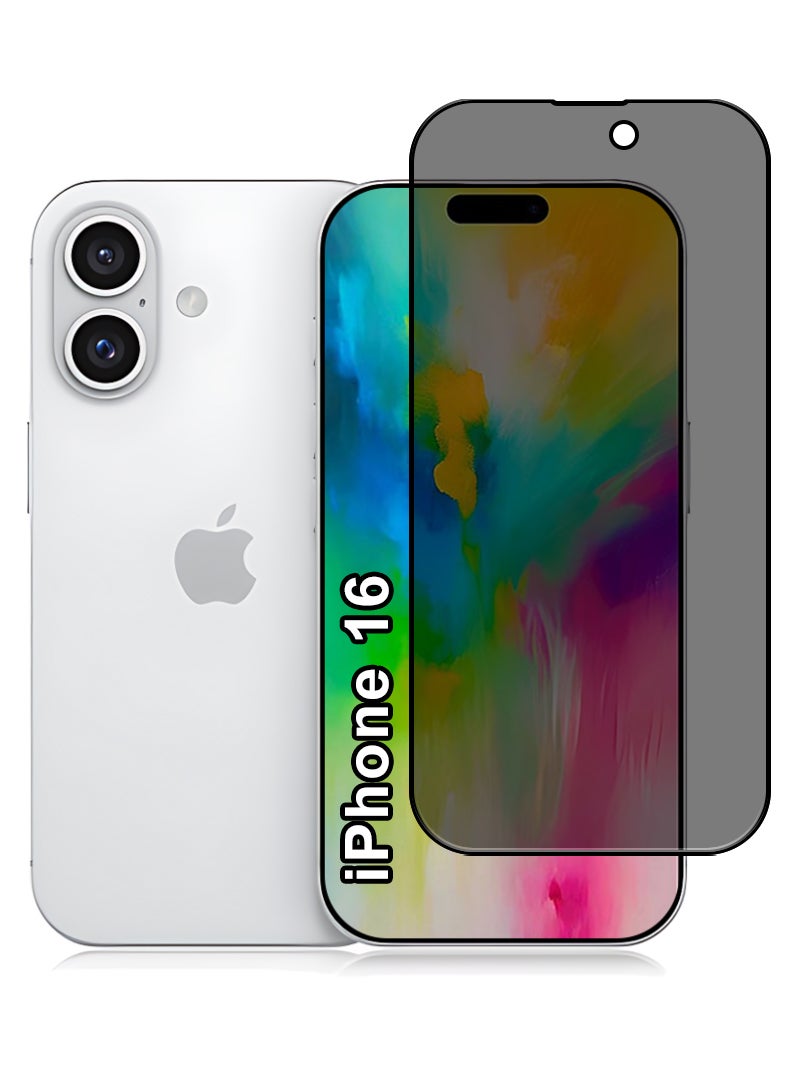 ملبوس حماية شاشة الخصوصية لجهاز آبل آيفون 16 بدرجة صلابة 9H زجاج مقوى مضاد للتجسس [100% حماية للخصوصية]، تركيب سهل بدون فقاعات، تغطية كاملة ومضاد للخدوش - Image 1