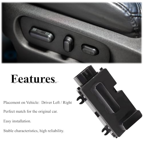 PANNUOSCS Driver Side Power Seat Adjuster Recline Switch - Compatible with 1999-2007 Cadillac Escalade Chevy Avalanche Silverado Suburban Tahoe GMC Sierra Yukon H2 - Replaces 901-202 12450166 (Driver Side) - Image 4