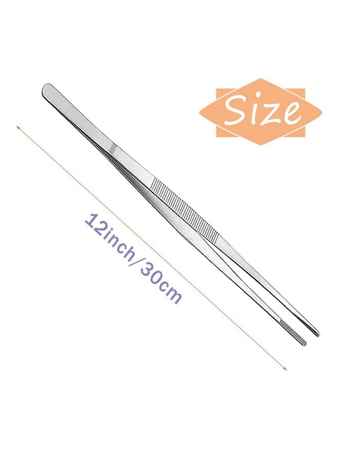 Meirrnyyu 2 Pcs 12 Inch Tweezer Tongs,Stainless Steel Tweezers Tongs,Kitchen Cooking Tweezer Tongs With Precision Serrated Tips For Baking Decorating Beauty & Sea Food  - Image 2