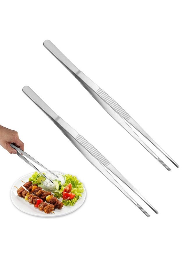 Meirrnyyu 2 Pcs 12 Inch Tweezer Tongs,Stainless Steel Tweezers Tongs,Kitchen Cooking Tweezer Tongs With Precision Serrated Tips For Baking Decorating Beauty & Sea Food  - Image 1