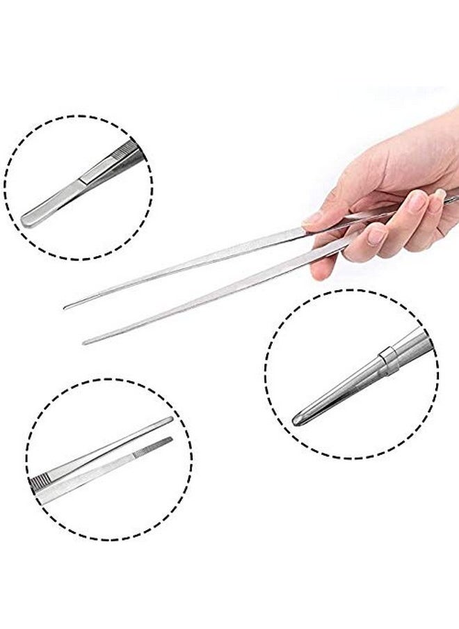 Meirrnyyu 2 Pcs 12 Inch Tweezer Tongs,Stainless Steel Tweezers Tongs,Kitchen Cooking Tweezer Tongs With Precision Serrated Tips For Baking Decorating Beauty & Sea Food  - Image 3