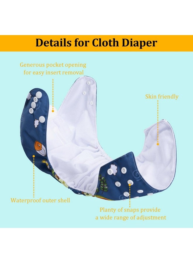 بيبي جول حفاضات بيبي جول القماشية القابلة لإعادة الاستخدام، عبوة من 6 قطع + 6 قطع من حشوات الألياف الدقيقة + 4 قطع من حشوات الخيزران، مقاس واحد قابل للتعديل وقابل للغسل، أغطية جيب للحفاضات للأولاد الصغار، خالية من الطفح الجلدي - Image 2