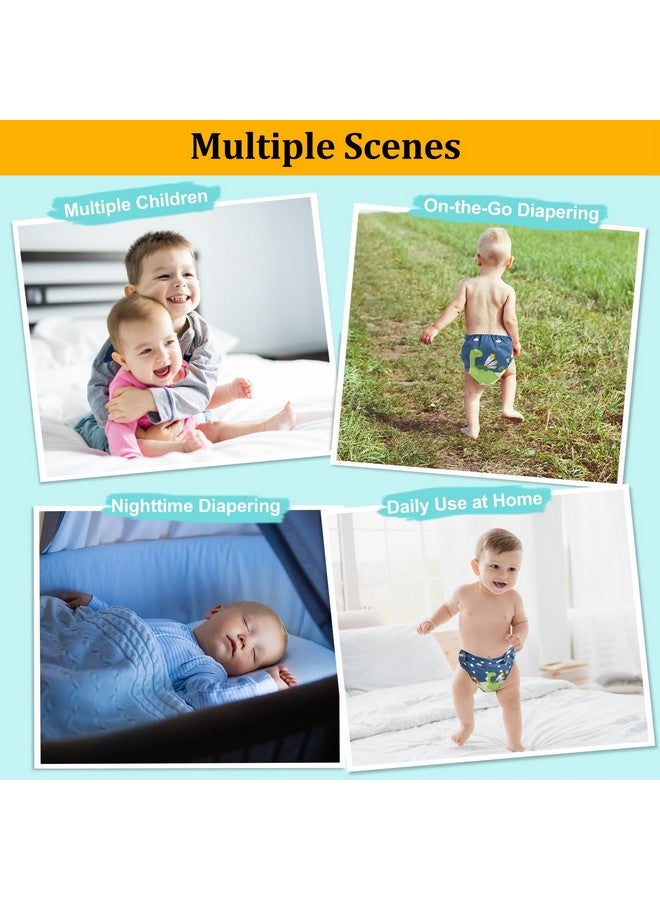 بيبي جول حفاضات بيبي جول القماشية القابلة لإعادة الاستخدام، عبوة من 6 قطع + 6 قطع من حشوات الألياف الدقيقة + 4 قطع من حشوات الخيزران، مقاس واحد قابل للتعديل وقابل للغسل، أغطية جيب للحفاضات للأولاد الصغار، خالية من الطفح الجلدي - Image 3