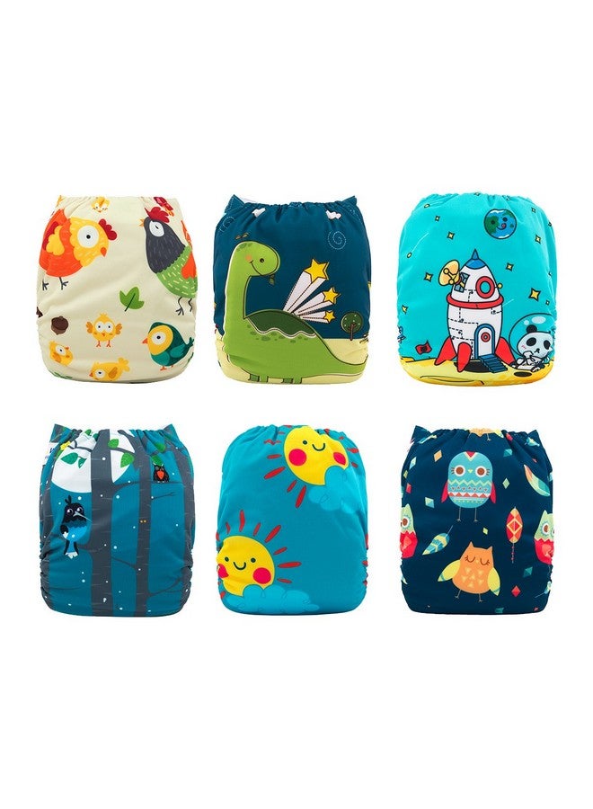 بيبي جول حفاضات بيبي جول القماشية القابلة لإعادة الاستخدام، عبوة من 6 قطع + 6 قطع من حشوات الألياف الدقيقة + 4 قطع من حشوات الخيزران، مقاس واحد قابل للتعديل وقابل للغسل، أغطية جيب للحفاضات للأولاد الصغار، خالية من الطفح الجلدي - Image 1