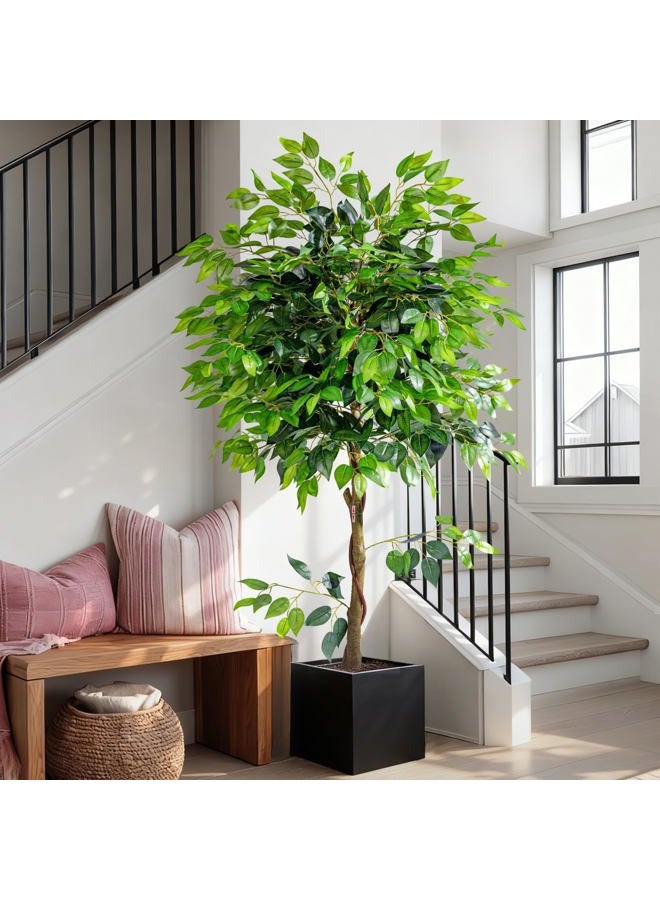Bailikang Artificial Ficus Tree 6FT Artificial Plants Indoor Fake Ficus for Indoor Home Decor, 150% Foliage Density Realistic Faux Tree Fake Floor Plant with Leaves for Living Room, Office, House Plant - Image 2