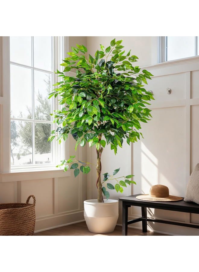 Bailikang Artificial Ficus Tree 6FT Artificial Plants Indoor Fake Ficus for Indoor Home Decor, 150% Foliage Density Realistic Faux Tree Fake Floor Plant with Leaves for Living Room, Office, House Plant - Image 3