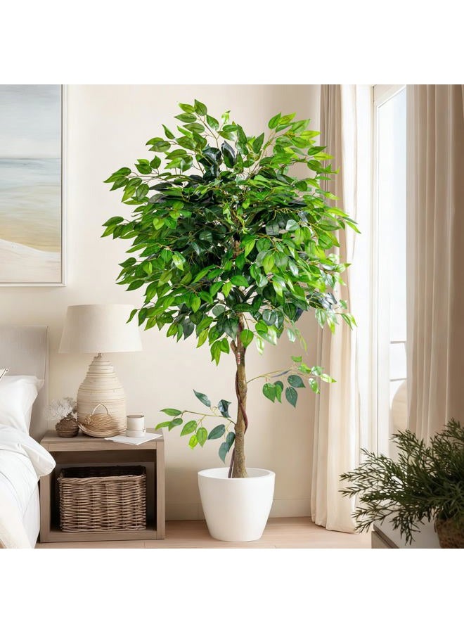 Bailikang Artificial Ficus Tree 6FT Artificial Plants Indoor Fake Ficus for Indoor Home Decor, 150% Foliage Density Realistic Faux Tree Fake Floor Plant with Leaves for Living Room, Office, House Plant - Image 4