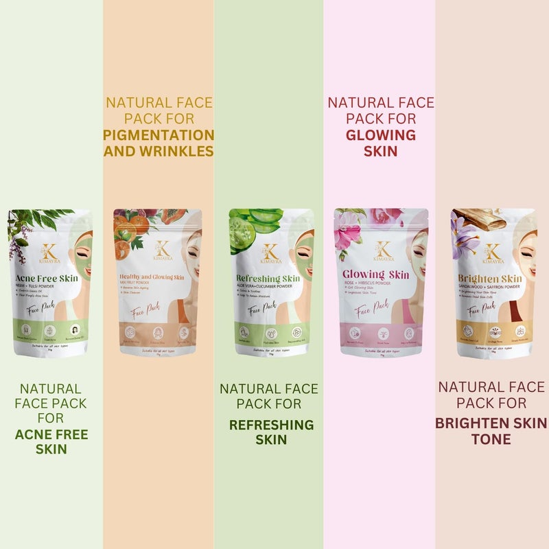 Kimayra Skin Care Combo Powder AloeveraCucumber OrangePapaya PomegranateBeetroot SandalwoodSaffron SandalwoodRose TurmericOrange NeemTulsi NeemMint Mixed Fruit 750 Gm75G X 10 Pack - Image 5
