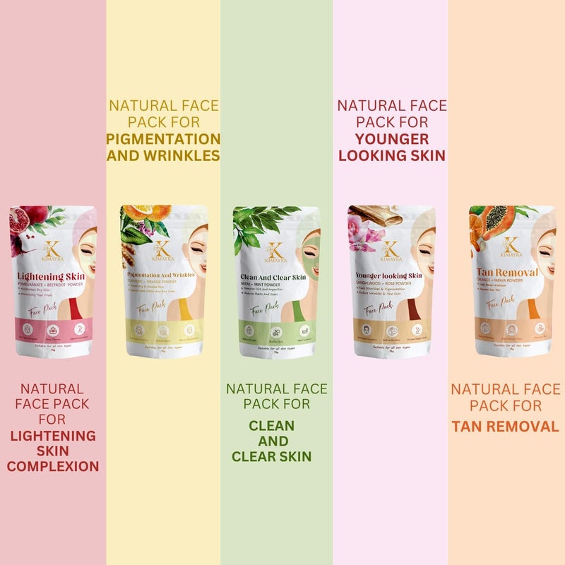 Kimayra Skin Care Combo Powder AloeveraCucumber OrangePapaya PomegranateBeetroot SandalwoodSaffron SandalwoodRose TurmericOrange NeemTulsi NeemMint Mixed Fruit 750 Gm75G X 10 Pack - Image 4