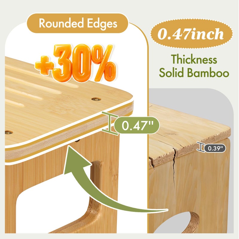 AmazerBath Bamboo Toilet Stool, Squat Potty Stool for Adults, Non-Slip Pooping Stools for Bathroom, Portable Potty Step Foot Stools for Kids, Assembly Required, 6.8'' - Image 3
