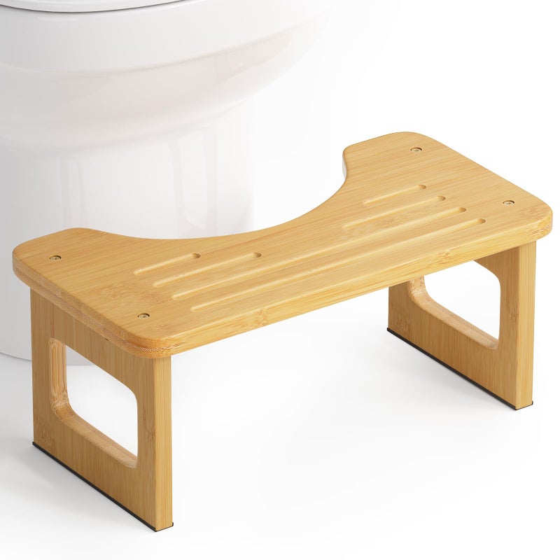 AmazerBath Bamboo Toilet Stool, Squat Potty Stool for Adults, Non-Slip Pooping Stools for Bathroom, Portable Potty Step Foot Stools for Kids, Assembly Required, 6.8'' - Image 1