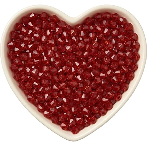 INDIKONB Bicone Acrylic Plastic Crystal-Like Beads | Small 4mm Beads for Bracelet & Necklace Making | 2400 Bead | Pack of 70g | Colorful Bead for DIY Jewelry & Craft Projects (Dark Red) - Image 1
