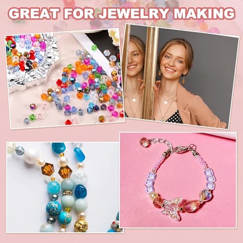 INDIKONB Bicone Acrylic Plastic Crystal-Like Beads | Small 4mm Beads for Bracelet & Necklace Making | 2400 Bead | Pack of 70g | Colorful Bead for DIY Jewelry & Craft Projects (Dark Red) - Image 4