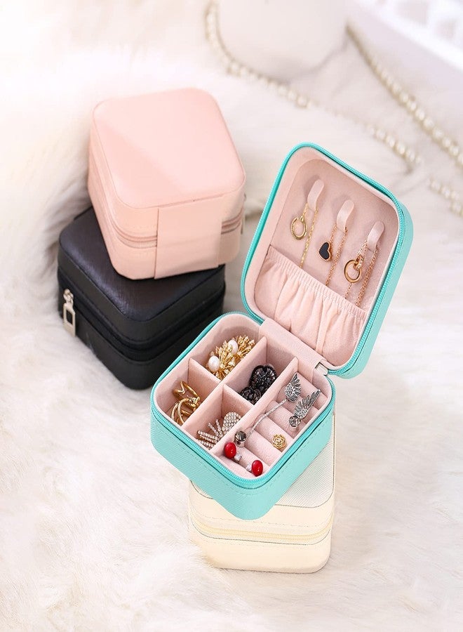 RMYKX Faux Leather Mini Jewelry Travel Case,Small Travel Jewelry Organizer, Portable Jewelry Box Travel Mini Storage Organizer Portable Display Storage Box For Rings Earrings Necklaces Gifts (Pink) - Image 3