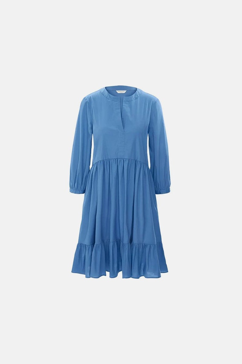 Tchibo فستان بوبلين سادة بأكمام ثلاثة أرباع للنساء، أزرق - Image 2